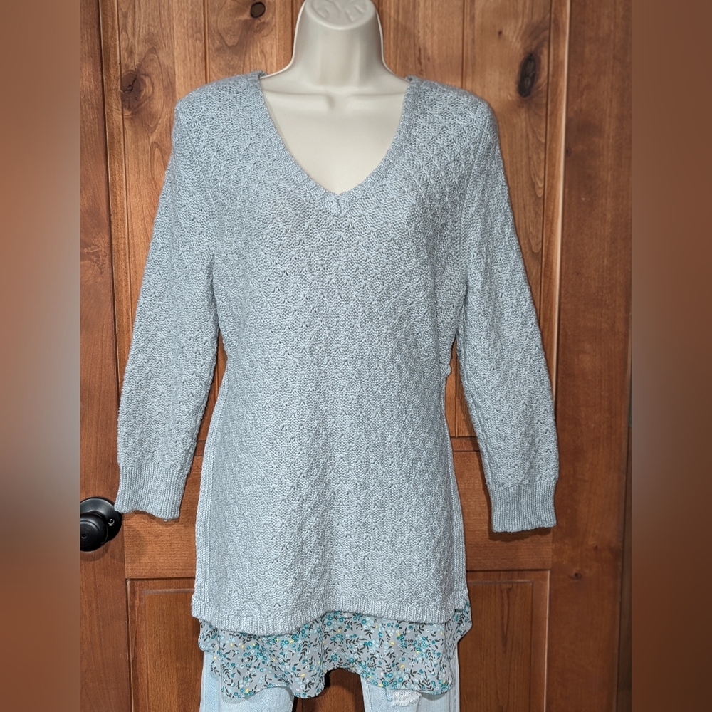 LOFT Soft Gray Knit Tunic Sweater